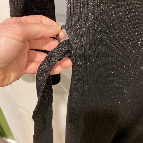 DKNY Sparkly Fitted Black Belted Midi Dress NWT - Picture 12 of 15